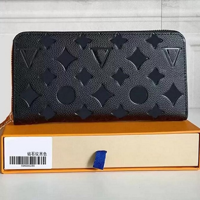 

Fashion women clutch wallet pu leather wallet single zipper wallets lady ladies long classical purse with orange box card 679