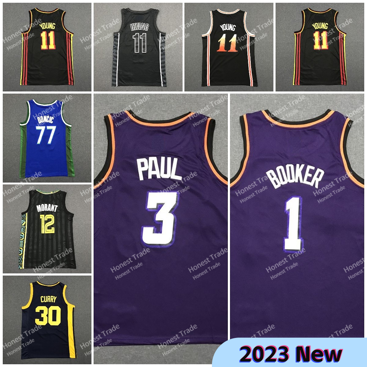 

12 Ja Morant Basketball Jersey 30 Luka Curry Doncic Irving Kyrie Trae Young White Blue Purple Red Mens Jerseys Stitched 2023, Men jersey