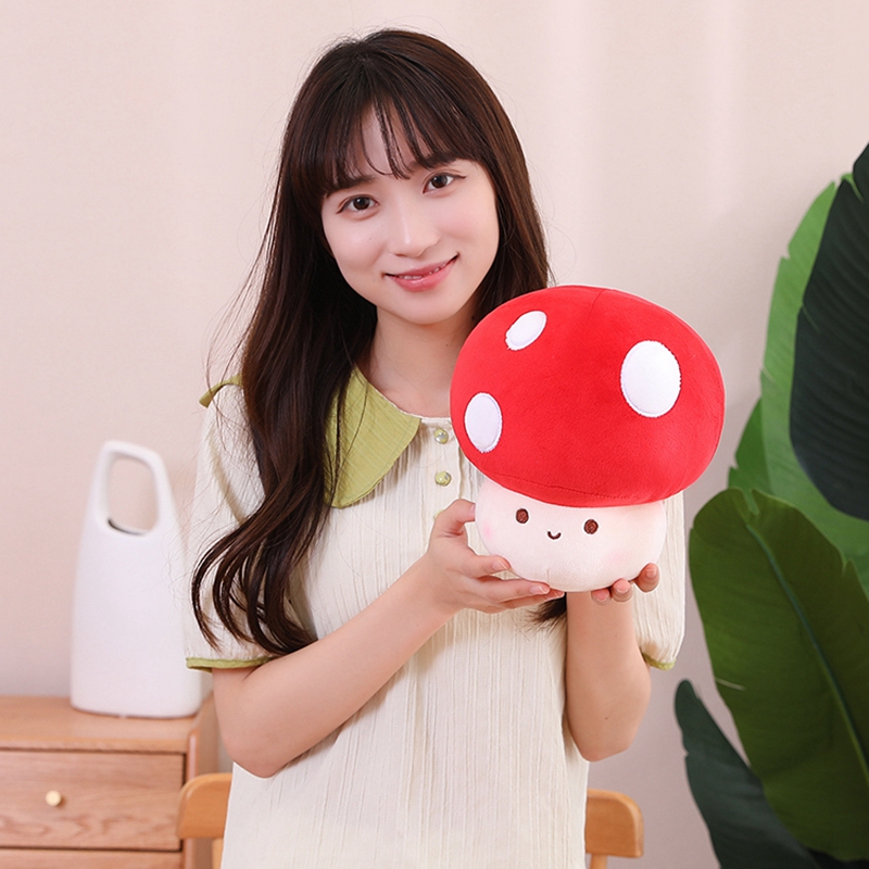 

Stuffed Red Big Umbrella Head Mushroom Plushie Sofa Decor Plant Plush Toy Creative Dried Shiitake Mushroom Throw Pillow for Kids LA508, Brown