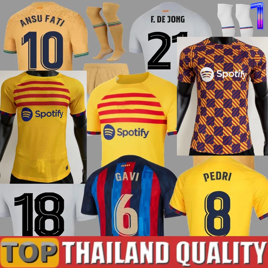 

22 23 Camisetas de football soccer jerseys PEDRI LEWANDOWSKI GAVI 2022 2023 FC ANSU FATI FERRAN RAPHINHA barcelona DEST football shirt men barca kit kids equipments, 22 23 4th aldult player