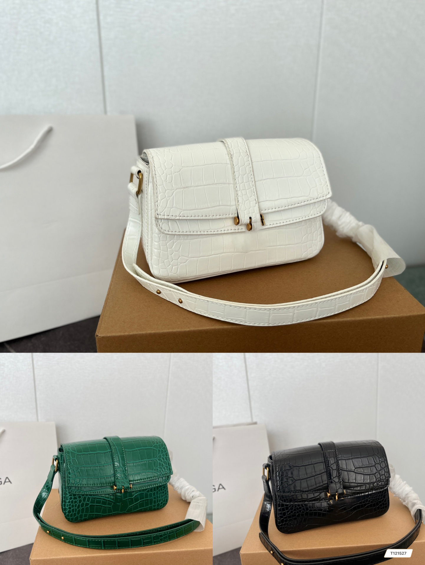 

CLASSIC Women handbag Crossbody Bag Hourglass Crocodile skin bag high-grade leather bag, Green