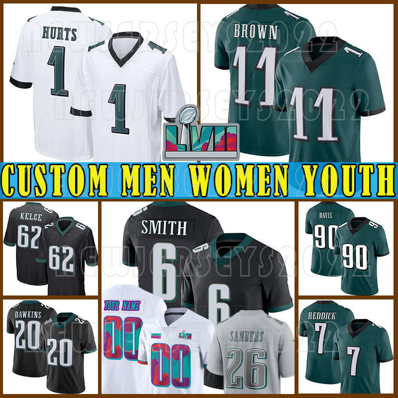 

1 Jalen Hurts 6 DeVonta Smith Jerseys Football 23 C.J. Gardner-Johnson A.J. Brown Darius Slay Jr Jason Kelce Haason Reddick Brandon Graham Dean Davis Mailata Robert Quinn, Custom youth+23patch(laoying)