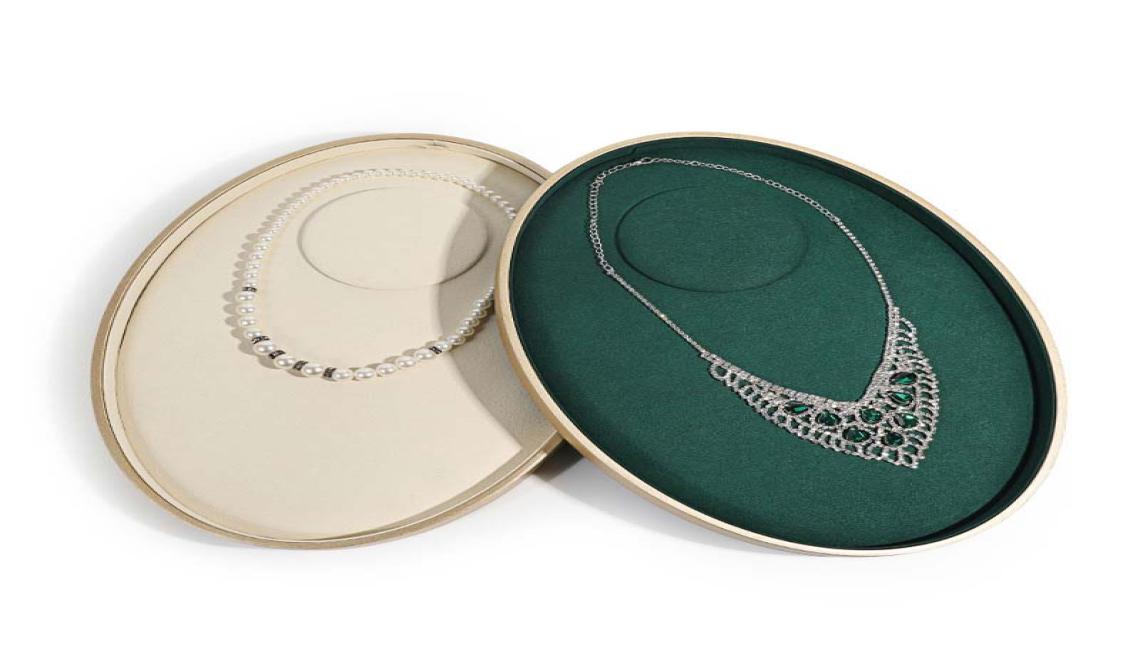

The new jewelry tray solid wood frame oval microfiber flannel chain set look at the pallet ring storage necklace display3631410