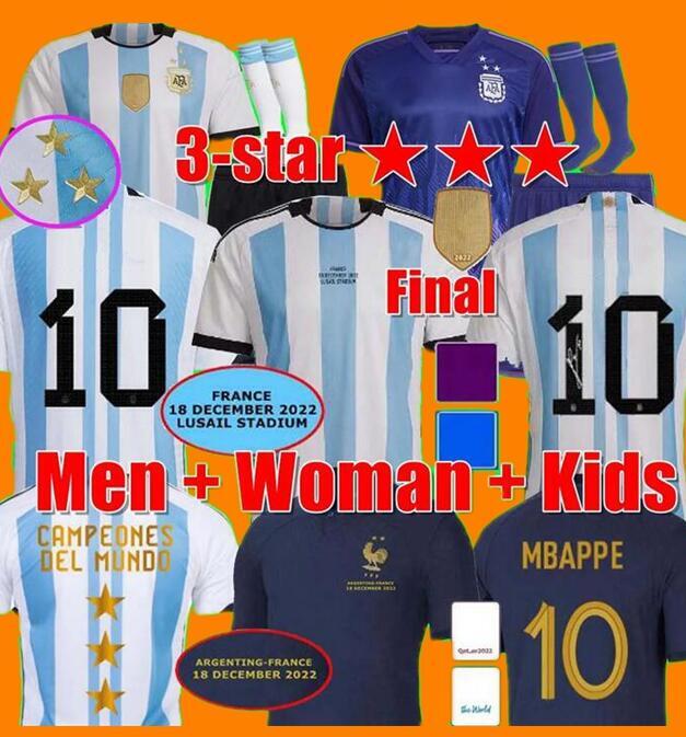

3 star soccer Jerseys final Fan player 2022 2023 Argentina 22 23 Signed ALVAREZ DI MARIA DE PAUL kids kit Men women football shirt MBAPPE GRIEZMANN French GIROUD, 14