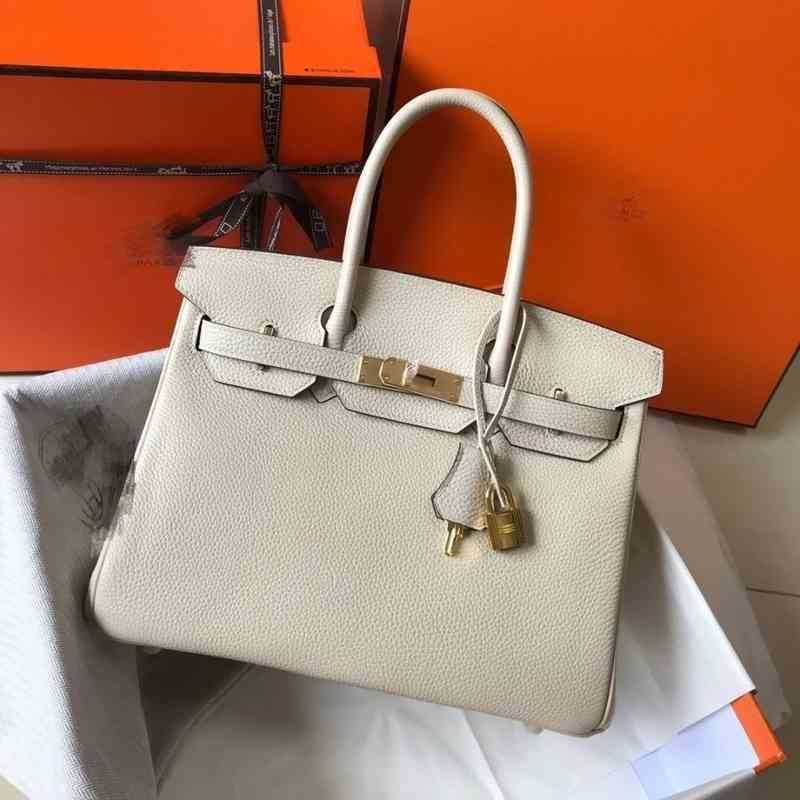 

Handbag herme birkin Designer Bags Togo Leather Size 25 30 35 Milkshake White Platinum Bag Gold Buckle Silver, Sky blue