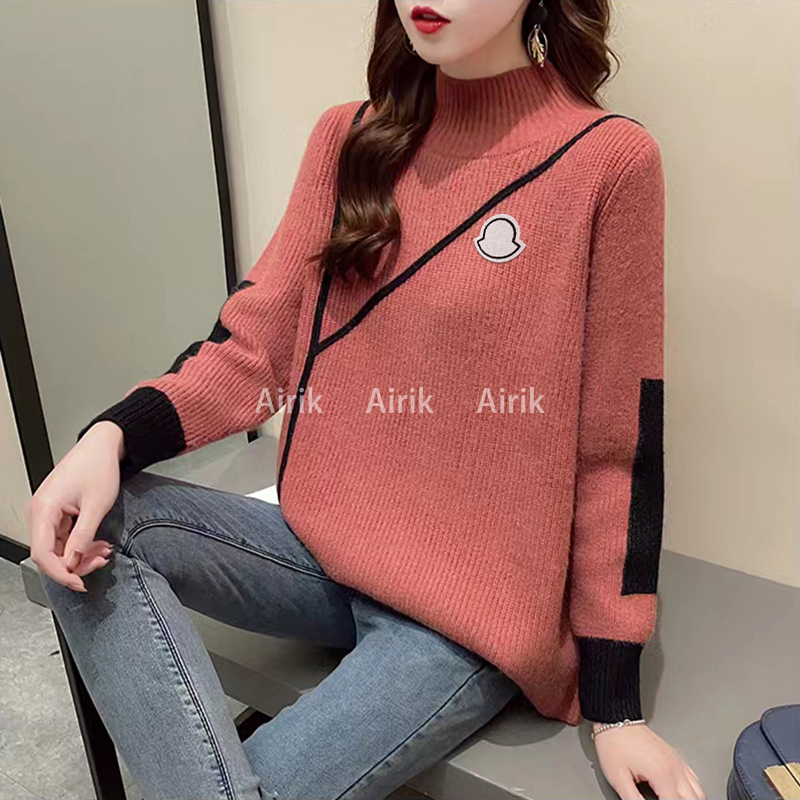 

Semi-high-necked sweater Women's spring and autumn 2023 new popular loose pullover with a sweater underneath a Western-style bottom coat