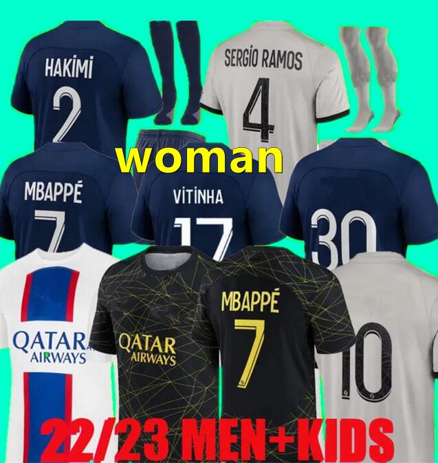 

Maillots 2022 2023 MESSI MBAPPE 4th Soccer Jerseys R. SANCHES SERGIO RAMOS HAKIMI 22 23 VITINHA Maillots pSGs Fourth football shirts VERRATTI kits kids MARQUINHOS