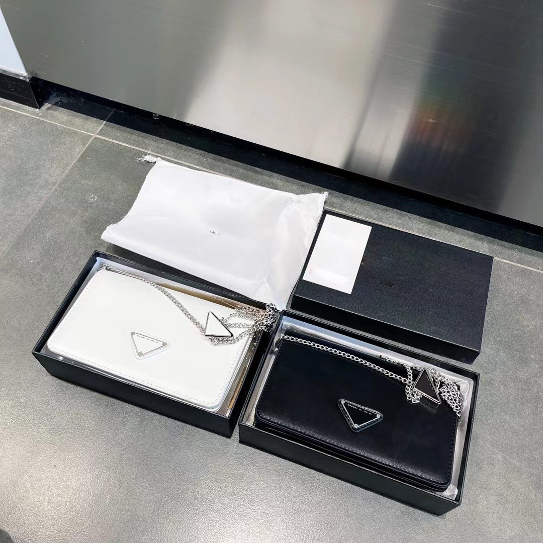 

PRAD DesignersBag Classic Chain Shoulder Bag Crossbody Bags Satchelbags for Women Metal Triangle Logo Adjusts Chainlength Women Purses and Handbags Messengerbag, White