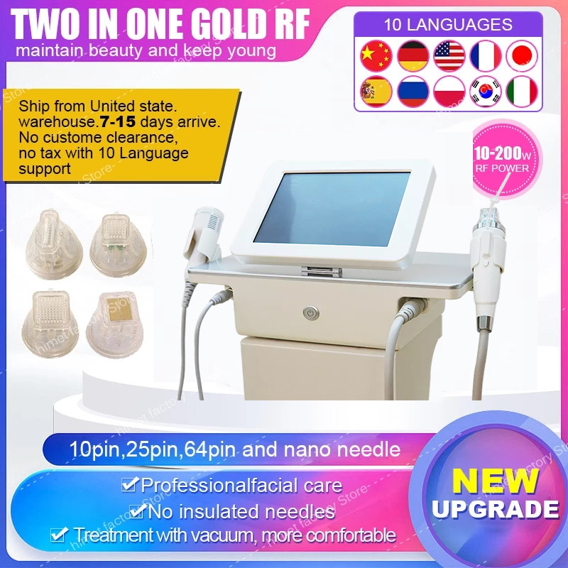 

Gold RF 2 in 1 Fractional RF Microneedle Machine Automatic Microneedle Tube Fractional RF for Stretch Mark Scar Removal