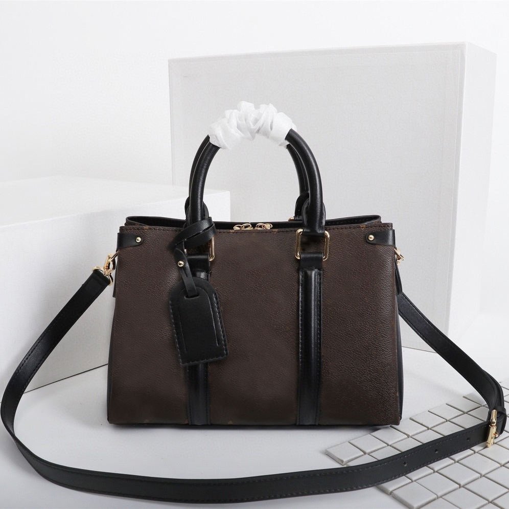 

7A Designer Bag Old Flower Letter Leather Luggage Tag BB Handbags Large Capacity Women Crossbody Tote, Pink shoulder strap