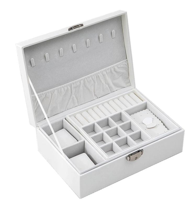 

ly Jewelry Box Creative Leather Storage Earring Portable Multilayer Makeup PU Watch Necklace Holder 2111056191233