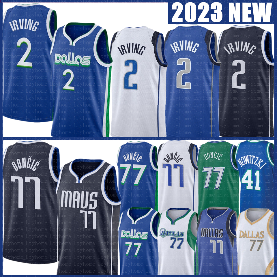 

Luka Doncic Kyrie Irving Basketball Jerseys Dirk Nowitzki Maverick City 77 11 Blue Black Edition Green Jersey 2022 2023, Mens