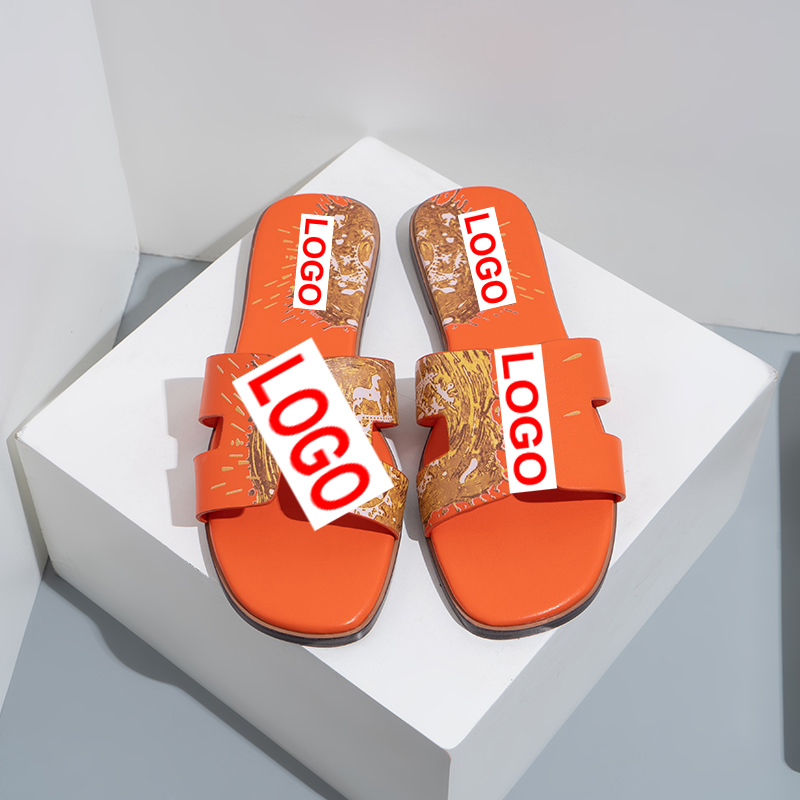 

2023 Classic Graffiti H Slippers Designer Slides Women Summer Slide Sandals Casual Soft Slipper Shoes Fashion Orange Beach Flat Sandal Heels size 36-42