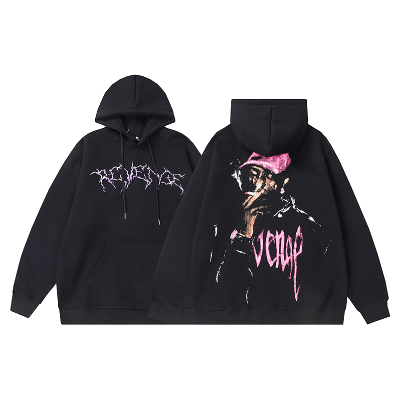 Rep Re-venge Men's Women's Plush Black Print Hoodies Fashion Hooded Sweatshirts Spring Autumn Winter Jacket #5170 M-XXL