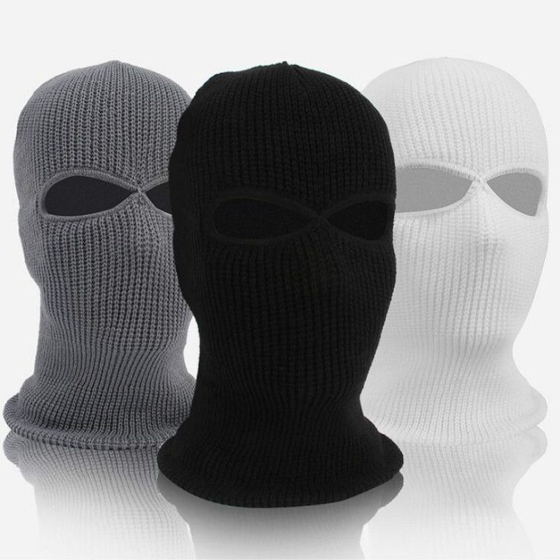 

Winter Balaclava 2 Hole Cycling Face Mask Full Cap Knitting Motorcycle Face Shield Outdoor Riding Ski Mountaineer Head Cover, White