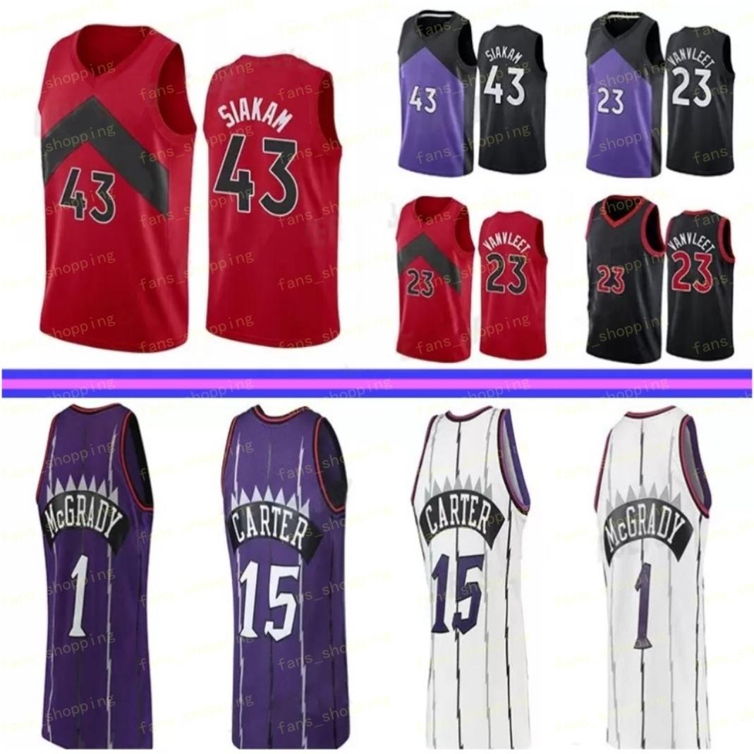 

Vince 15 Carter Pascal 43 Siakam Fred 23 VanVleet Basketball Jerseys Retro Tracy 1McGrady Vintage Jerseys 75th anniversary, As