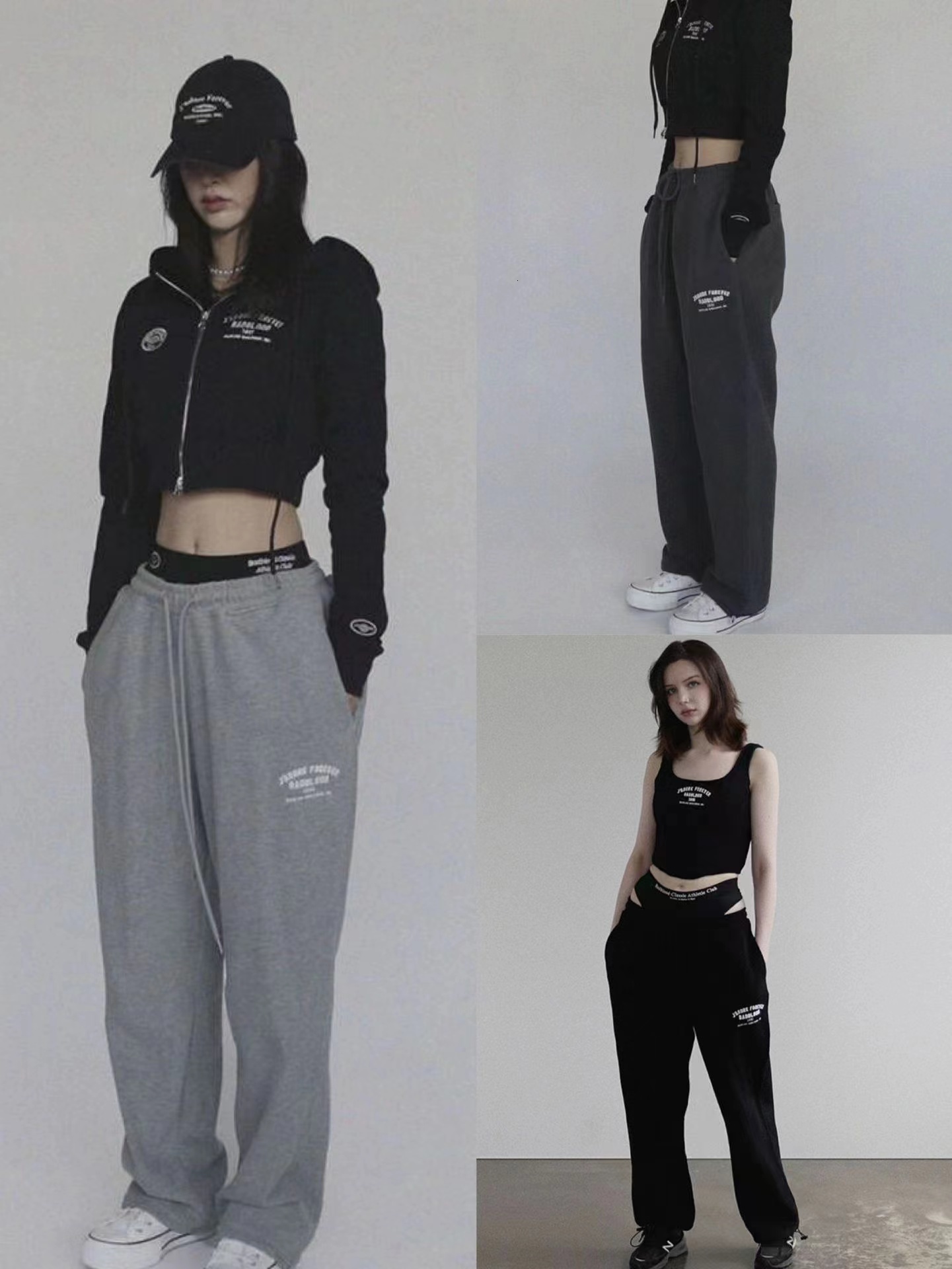 

Women s Pants s Badblood Spring and autumn style men women high waisted casual loose fitting sports pants straight tube elastic waist 230207, Black