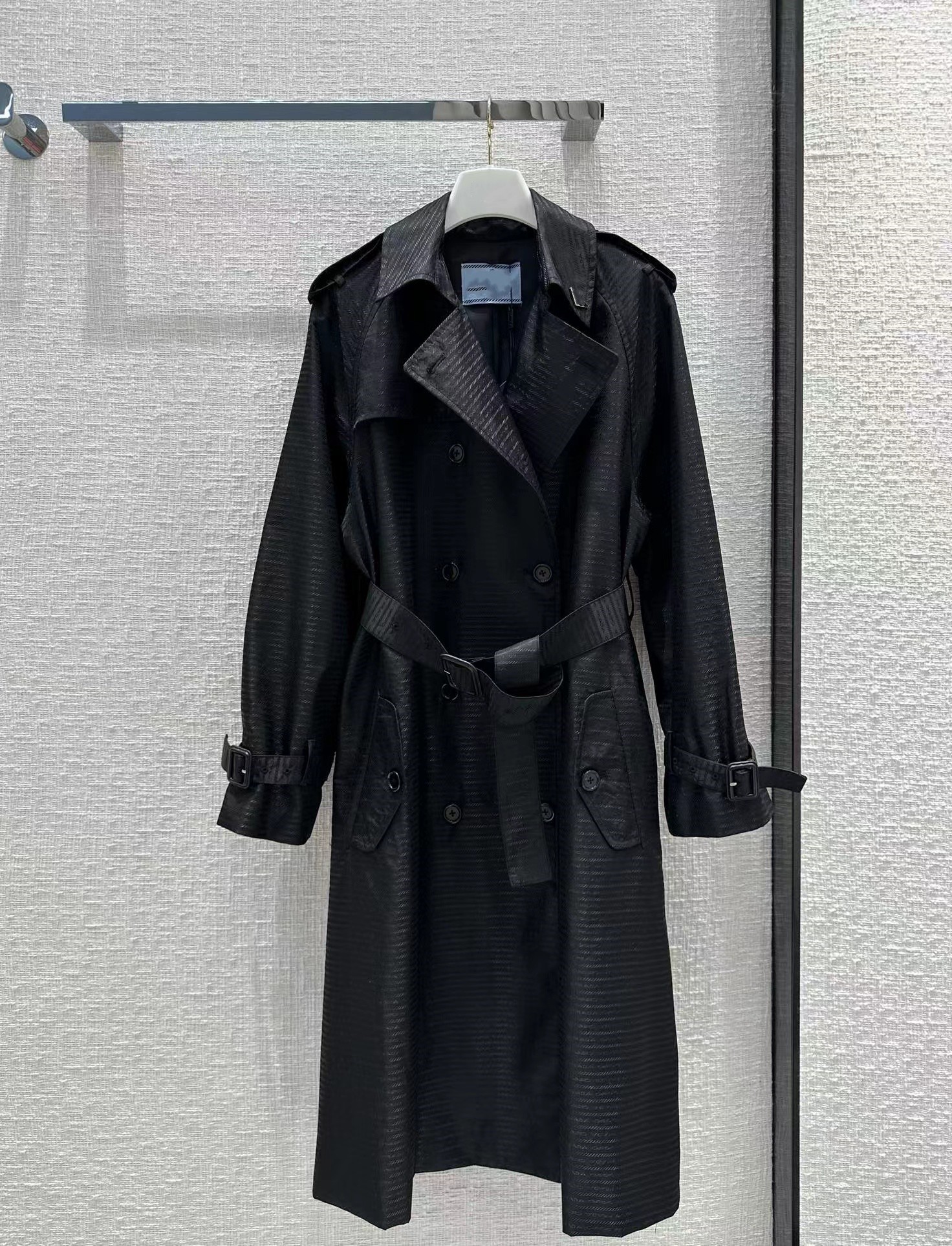 

Milan Runway Women' Trench Coats 2023 New Spring Lapel Neck Long Sleeve Panelled Designer Coats Brand Same Style Outerwear 0207-7, Black