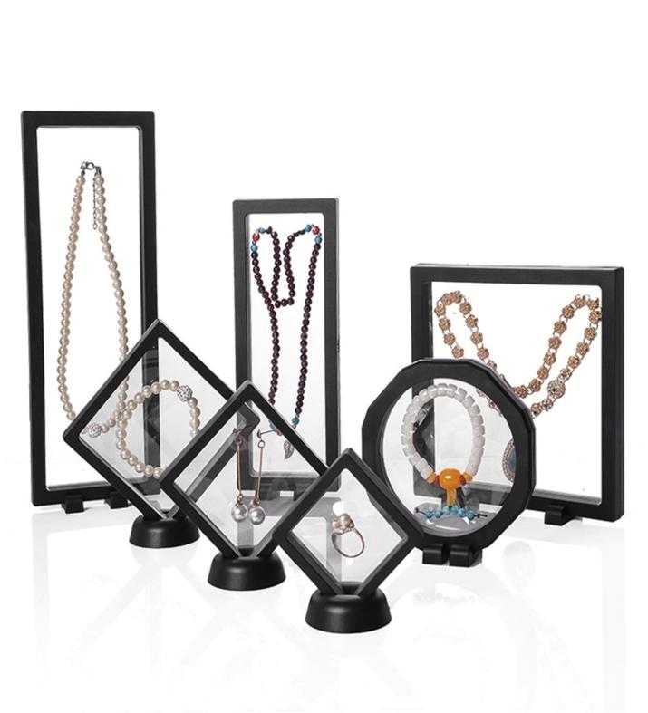 

10pcs Whole Jewelry Display Stand Box Floating Picture Frame Holder Earring Rings Bracelet Watch Stone Case 2111057444886