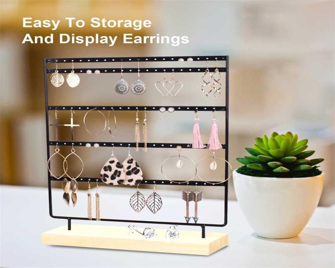 

Earring Holder Jewelry Organizer Display Tree with Wooden Tray Earrings Rack Perfect Gifts for Women Necklaces Watches and Rings 29324179