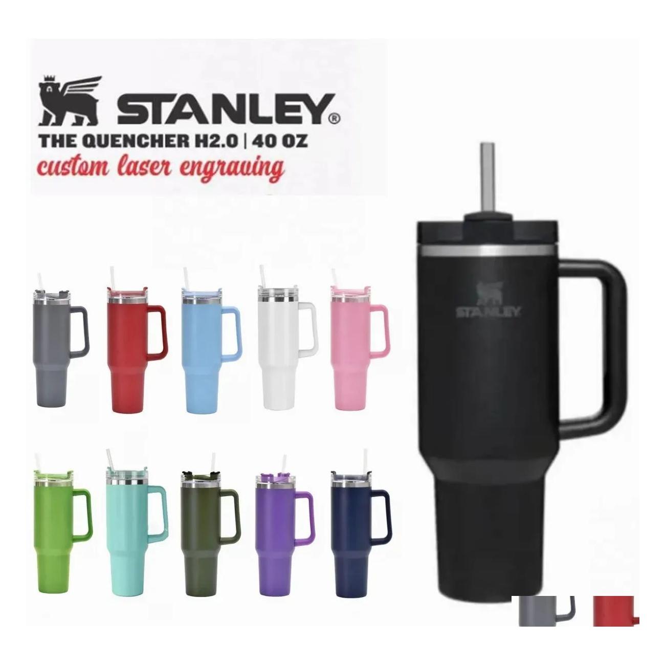 

Tumblers Stanley 40Oz Thermos Water Bottle Big Capactity Car Cups Stainless Steel Insated Mugs With Logo Handle Lid Drop Delivery Ho Dhg4S, White