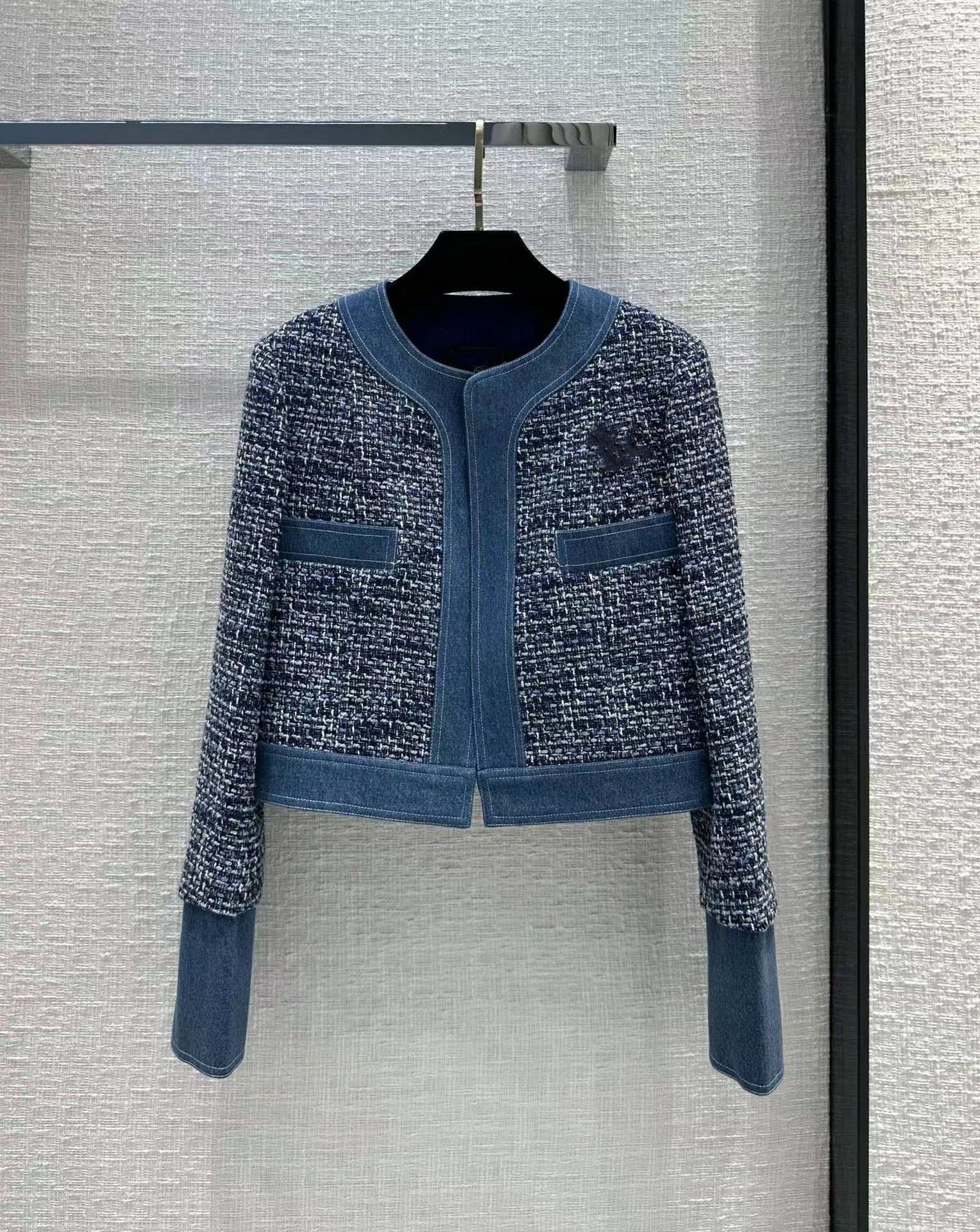 

Milan Runway Jackets 2023 New Spring O Neck Long Sleeve Panelled Women' Designer Sweaters Brand Same Style Outerwear 0207-4, Contrast color