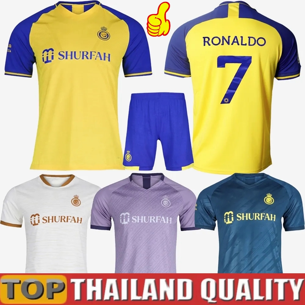 

22 23 Saudi Arabia Ronaldo CR7 Al Nassr FC soccer Jerseys Men Kids Kit uniform 2023 Home yellow boys Football shiirt T Al-Nassr away third fourth MARTINEZ GHAREEB, 22 23 away aldult
