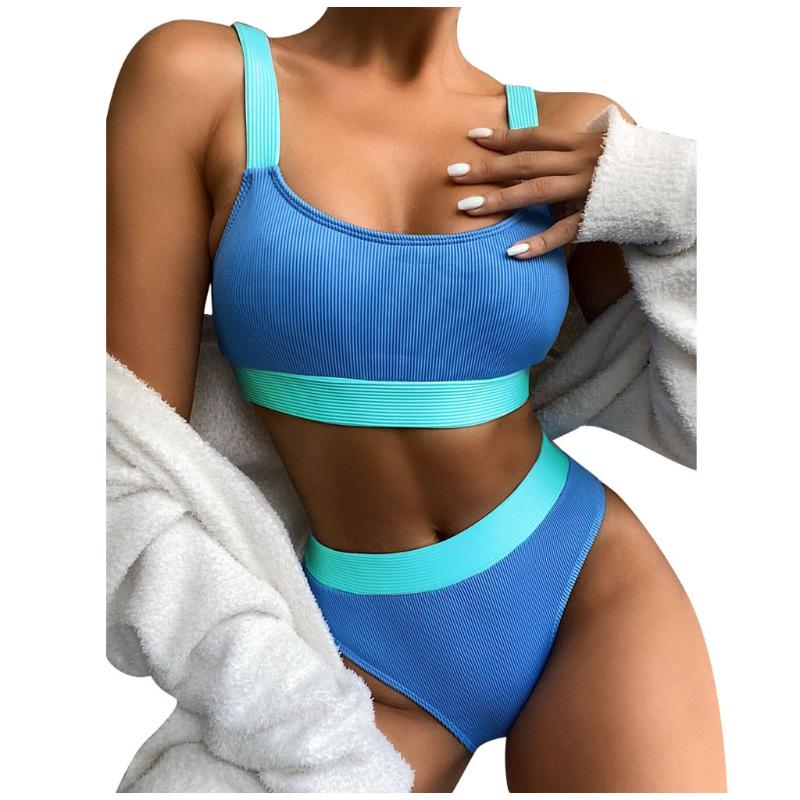 Women&#039;s Swimwear Top Selling 2023 Women Sexy Patchwork Bikini Set Push-Up Pad Swimsuit Beachwear Support Wholesale And Drop-image-840120422