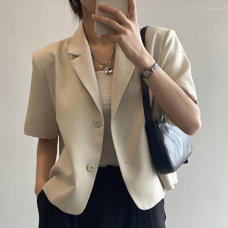 

Women's Suits 2023 Women Leisure Elegant Solid Short Sleeve Chic Ins Korean Fashion Female Tops Office Wear Single Breasted Trendy Blazer, 01