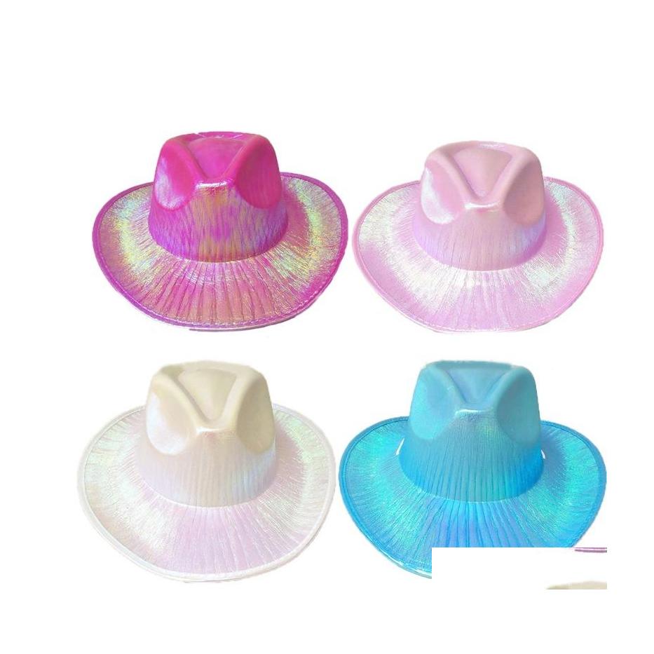 

Wide Brim Hats Cowgirl Hat Iridescence Glitter Party Supplies Cowboy Pink Pearl Cornice For Women Kids 20220107 T2 Drop Delivery Fas Dh8Y2, As show