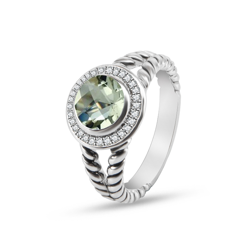 

Band Rings Jewelry Women Prasiolite Twisted Wire Wedding Engagement Design Ring Birthday Gift