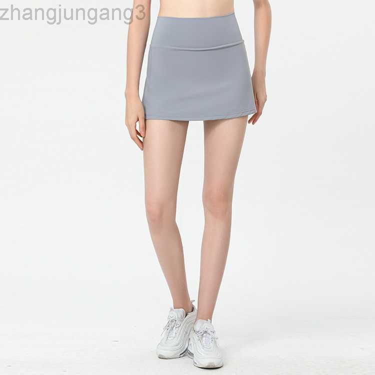 

Designer Sports Shorts Skirt Original Female Fitness Running Dance Yoga High Waist Light Proof Short Skirt Quick Dry Two Pieces Lululemens Women, Gray