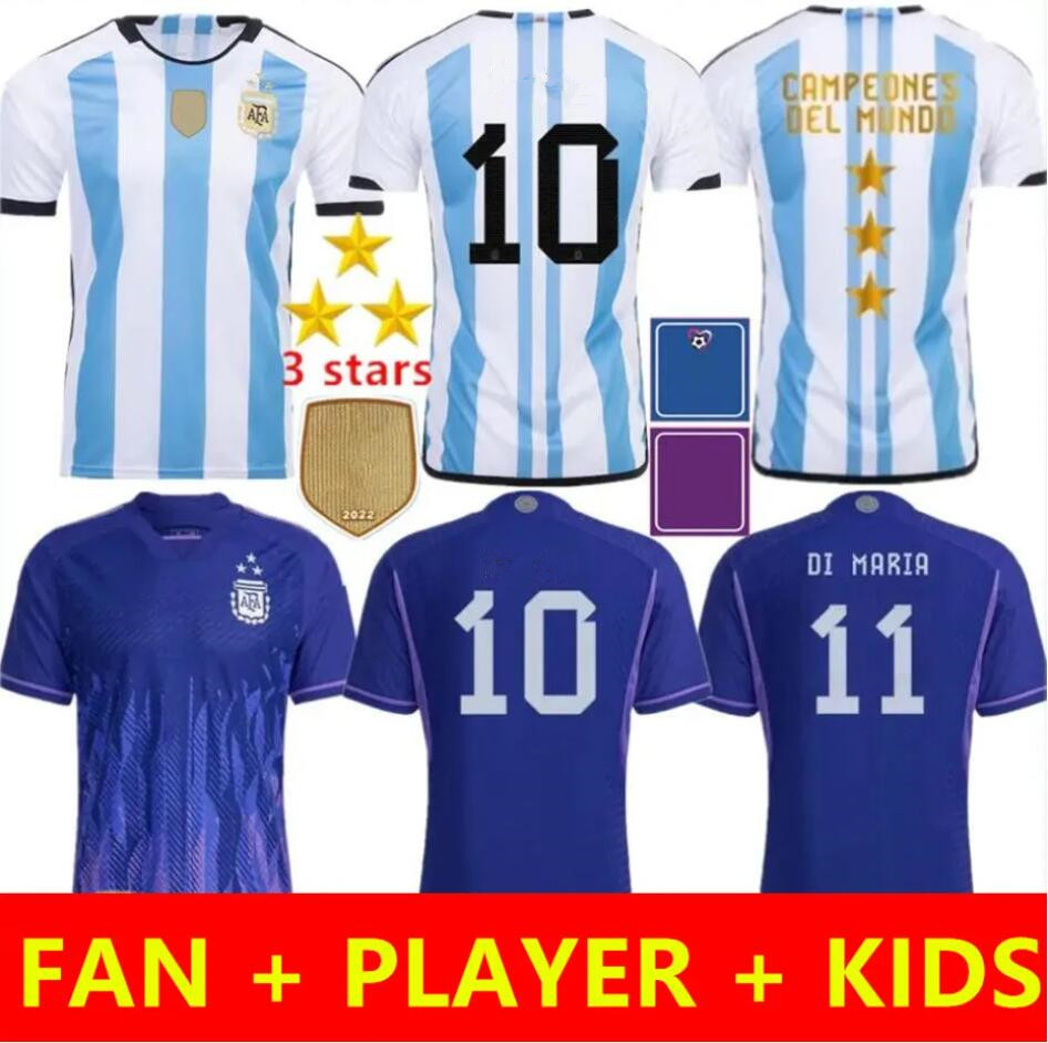 

Fans player Version 2022 2023 Argentina soccer Jerseys 22 23 ENZO MAC ALLISTER DYBALA DI MARIA MARTINEZ DE PAUL MARADONA child kids kit Men women football shirt, 2022 home