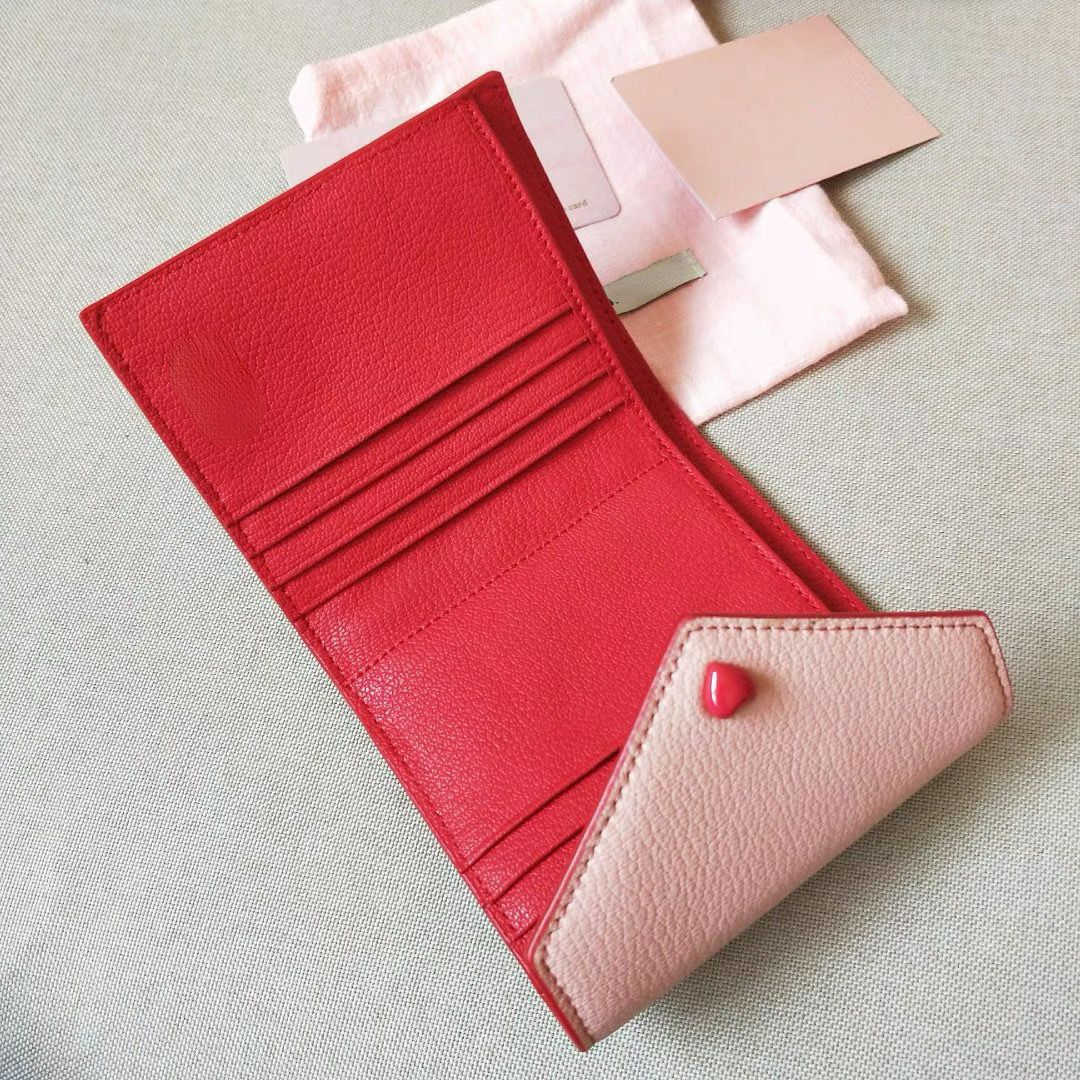 

Brand Designer Wallet Card pack Handbag Purse Women's Three-fold Wallets Short Card Bag Envelope Zero Purse Leather Large Capacity Multi-card Factory Direct Sale, Pink