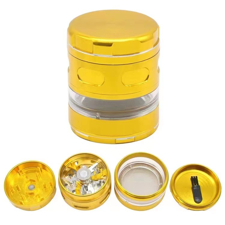 

63mm 4 Layers Sharpstone Tobacco Grinders with Cone Roller Gloden Aluminum Alloy Grinder for Smoking CNC Teeth Smoking Accessories grinding Tools