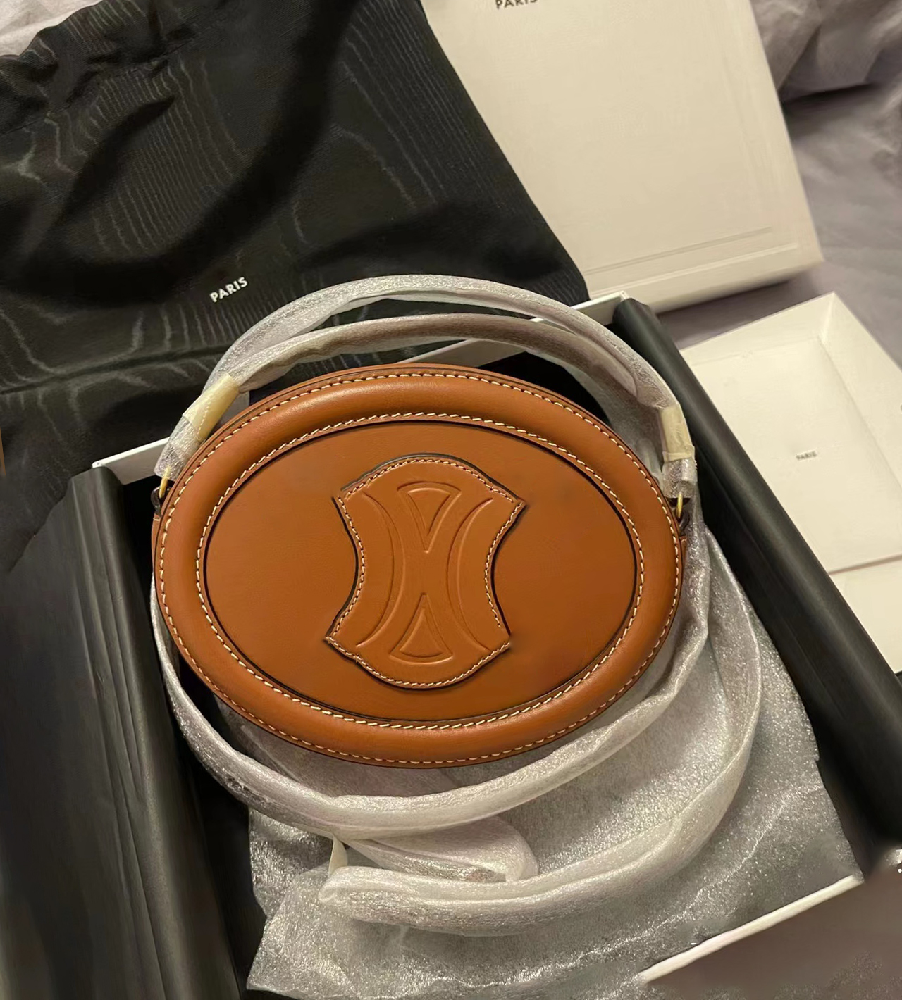 

Luxurys Designers vintage Crossbody Totes pochette Smooth Genuine Leather Mini Oval TRIOMPHES women's men fashion handbags clutch shoulder bags Wallet basket wash, Green