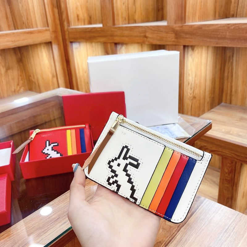 

Brand Designer Change Purse Card pack Cow Pickup Bag 23 New Year of the Rabbit Cute Ultra-thin Premium Limited Cards Bag Zodiac Zipper Zero Wallet Factory Direct Sale, Red auspicious rabbit card bag