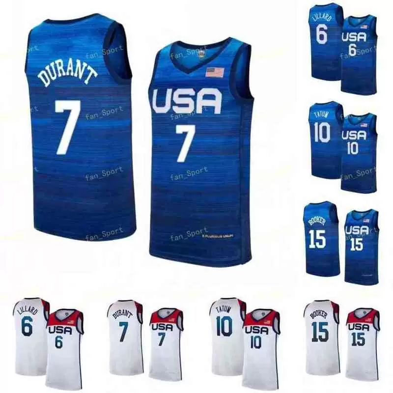 

Basketball Jersey Team America 2021 USA Tokyo Summer News Damian 6 Lillard Kevin 7 Durant Jayson 10 Tatum Devin 15 Booker Dark Blue White, As2