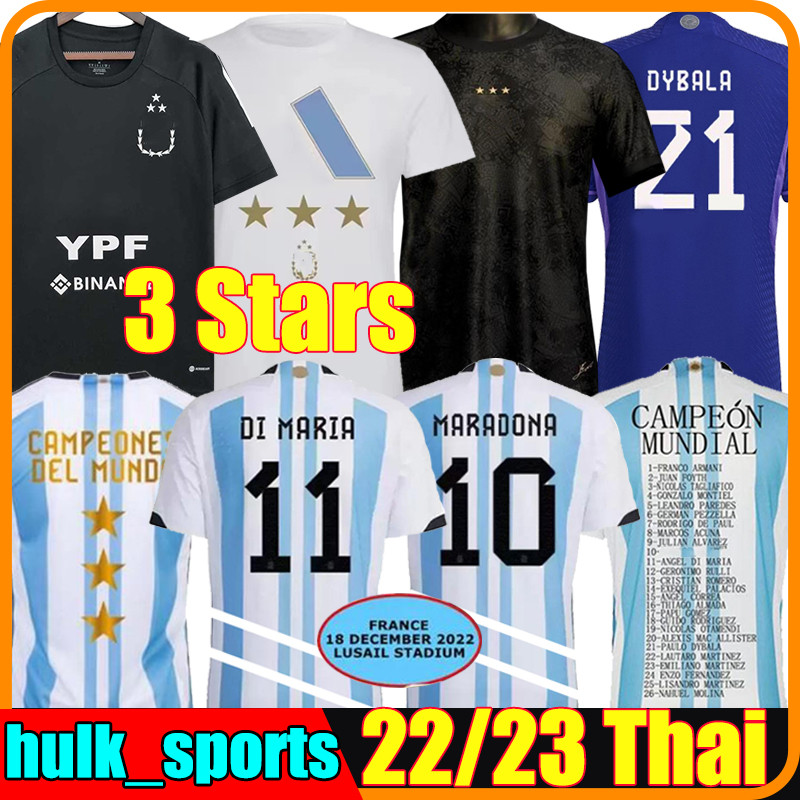 

3 Stars 22/23 Argentina Soccer Jerseys Signed version champion T-shirt J.ALVAREZ DI MARIA Football Shirts 2023 DYBALA LO CELSO MARADONA KUN AGUERO DE PAUL Men Kids kit, 22-23 blue training