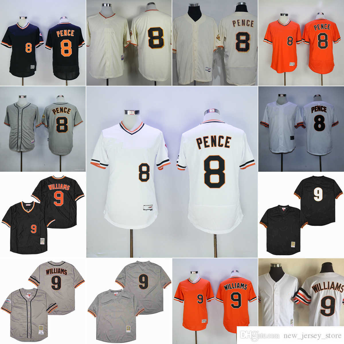 

Movie Mitchell and Ness Baseball 8 Hunter Pence Jerseys Vintage Stitched 9 Matt Williams 15 Bruce Bochy Breathable Sport White Gray Black Orange Pullover, Vintage (with team name)
