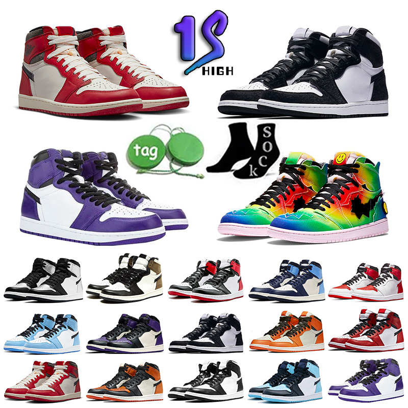 

University Blue 1s Jumpman 1 Men Basketball Shoes Heritage Hyper Royal Bred Patent Court Purple Shadow 2.0 Obsidian UNC Twist Sports Mens Women Sneakers Size 36-48
