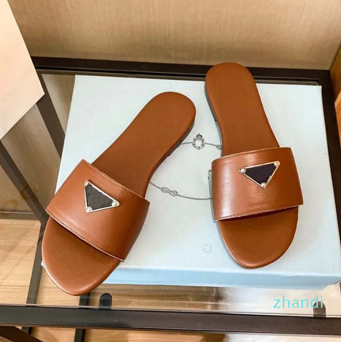 

Fashion Women Sandals slides Sexy real leather brand low heel shiny sandal Ladies Beach shoes Dress shoe platform house slipper sandal slippers, #3