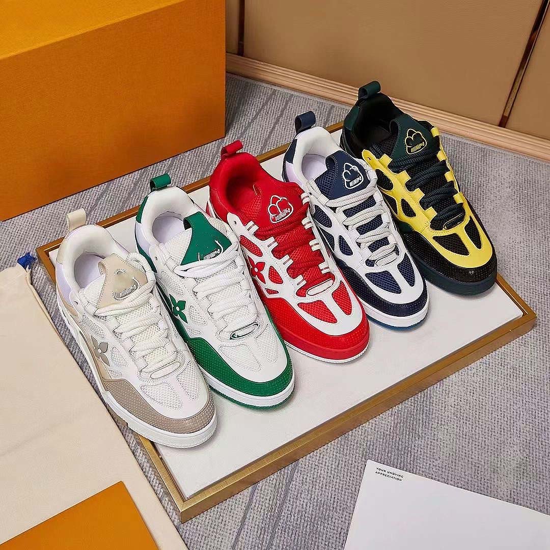 

1854 sneakers US12 designer mens luxury casual shoes embossed leather curb sneakers classic calfskin Stripe Stretch Cotton Low Top Rubber platform sole 12