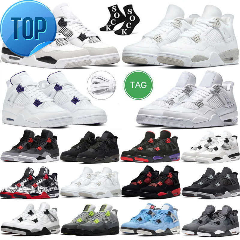 

New jumpman 4 4s Cool Grey Basketball Shoes Mens Womens Military Black Cat Pure Money University Blue Sail Fire Red Thunder White Oreo Bred Infrared Sport Sneakers, Color # 25