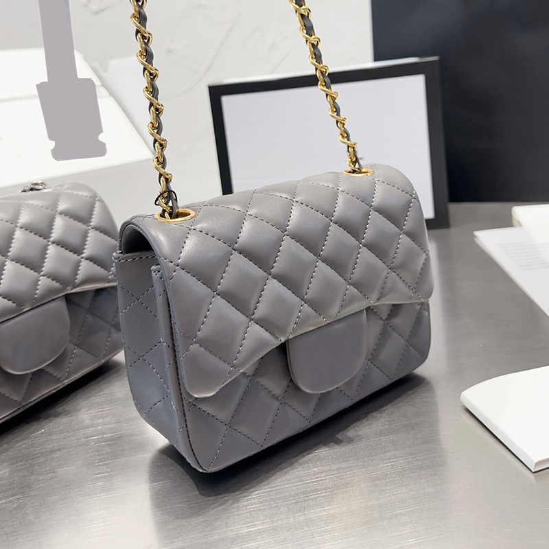 

CC Bag Cross Body Classic Mini Flap Sqaure Quilted Lambksin Bags Gold/Silver Metal Hardware Matelasse Chain Crossbody Shoulder Handbags Outd, Box