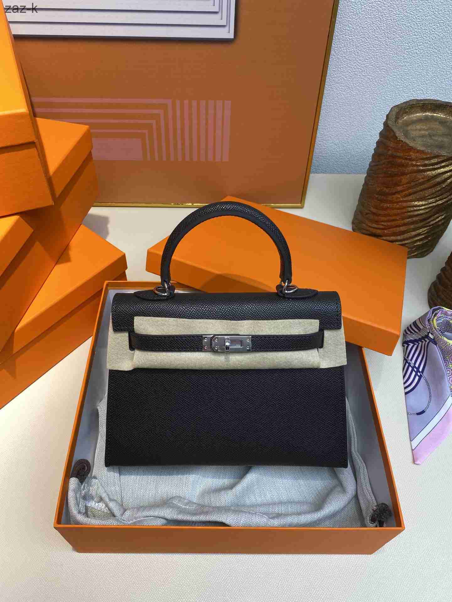 

Cowhide Texture Bag Designer Bags Women's Second Herme Kellies 2023 Single Generation Mini Palm Print Shoulder Portable Messenger V1ut, Golden brown gold button