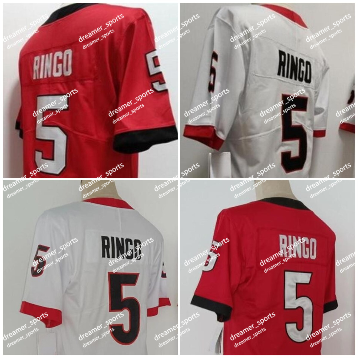 

NCAA 5 Kelee Ringo Football Jersey College Red White Mens Stitched Jerseys NCAA 2022 2023, White jersey