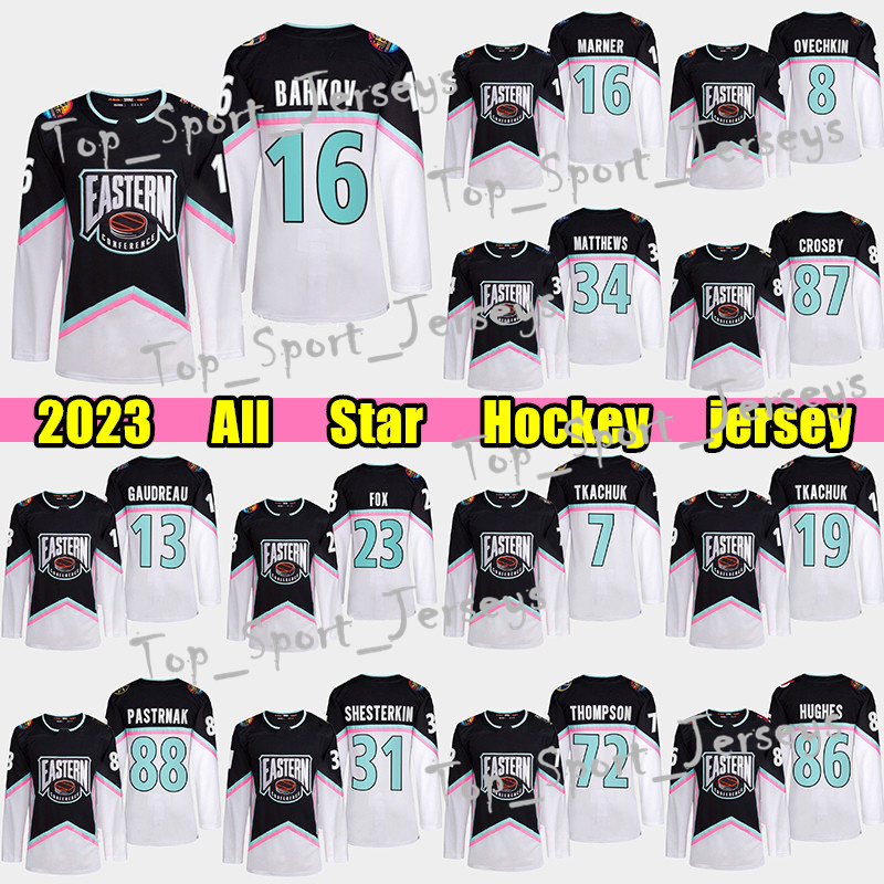

2023 All star hockey jersey conference Eastern Alex Ovechkin Mitch Marner Gaudreau Nick Suzuki Jack Hughes Igor Shesterkin Sidney Crosby Matthew Tkachuk jerseys, Black