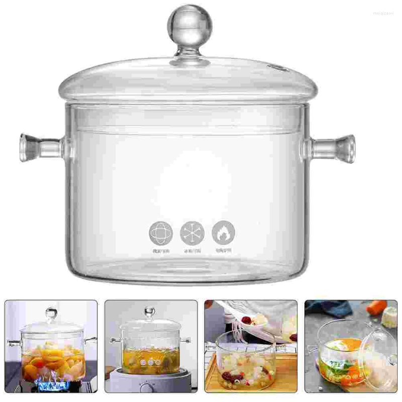 

Bowls Pot Cooking Pots Clear Saucepan Stew Soup Stovetop Kitchen Noodle Resistant Cover Cookware Noodles Stove Instant Home, Transparent