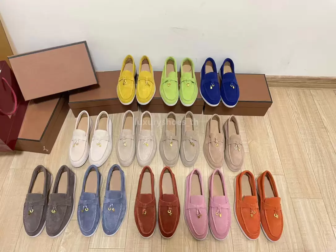 

Sneakers LORO Designer Men Shoes Summer Walk Moccasin Shoes Suede Leather Shoes Luxury Lock Sneaker Women Party Flat Comfort Loafers